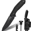 Remette Allosaurus Fixed Blade D2 Black with Fire Starter