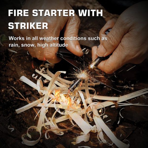 Remette Allosaurus Fixed Blade D2 Black with Fire Starter