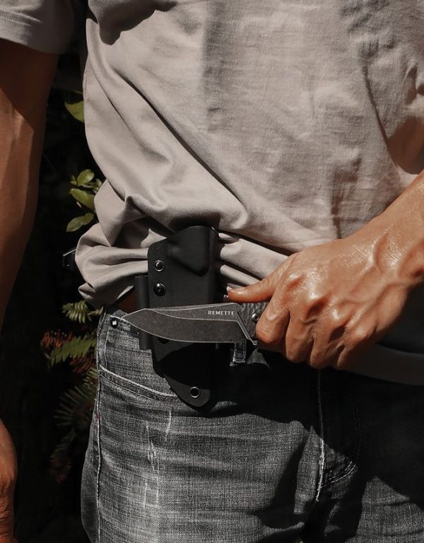 Remette Allosaurus Fixed Blade D2 Black with Fire Starter