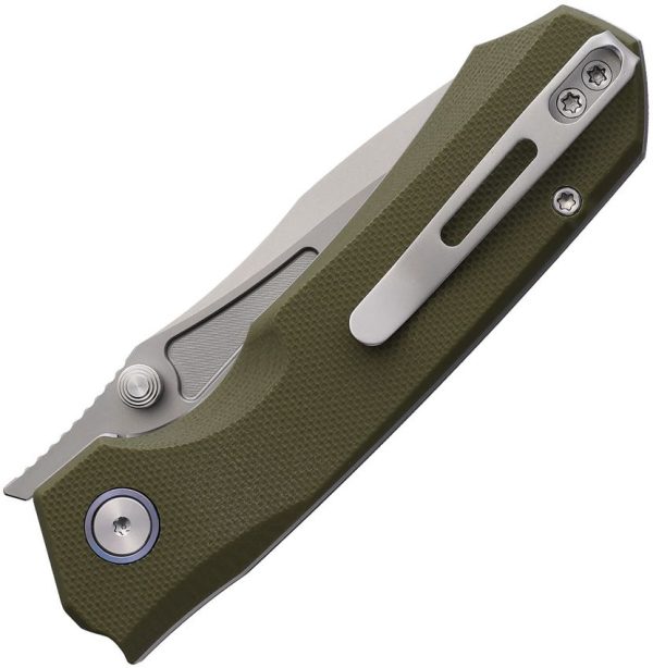 RMTRNGD2_add_01.jpg REMETTE Rhino Button Lock OD Green D2 Steel Folding Knife