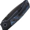 REMETTE Steed Button Framelock Black Blue CF M390