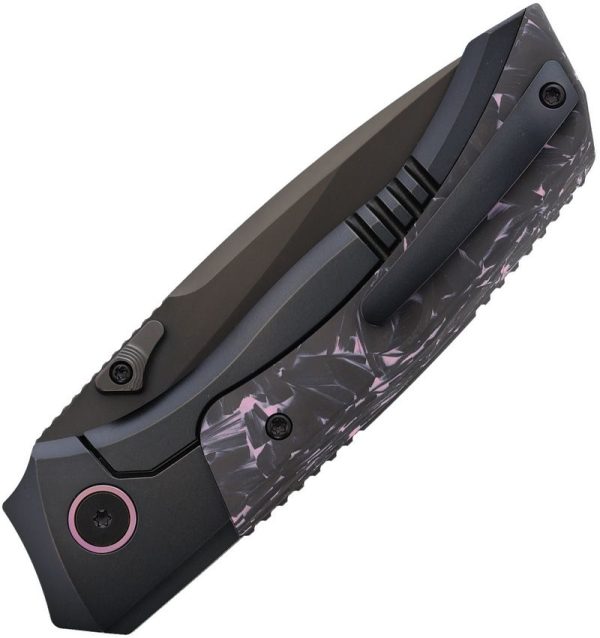 REMETTE Steed Button Framelock Black Purple CF M390