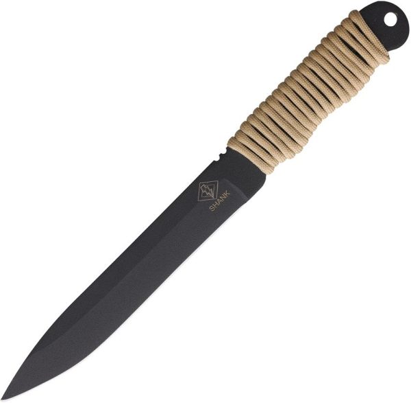 Ranger Knives Shank Fixed Blade 6" Black Carbon Steel Tan Cord