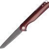 Robeson Linerlock Damascus Red Folding Knife Tanto Blade
