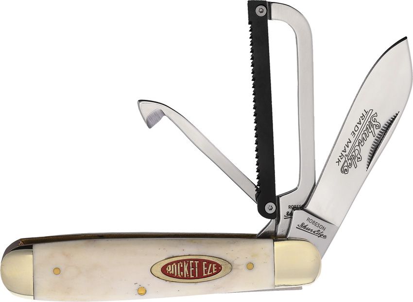 Robeson Gamecock Folding Knife White Bone 3.88" Closed