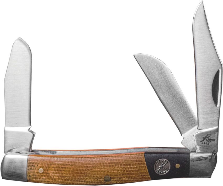 Roper Knives Rattler Stockman 4" Folding Knife 1065 Carbon Steel Black Tan Micarta