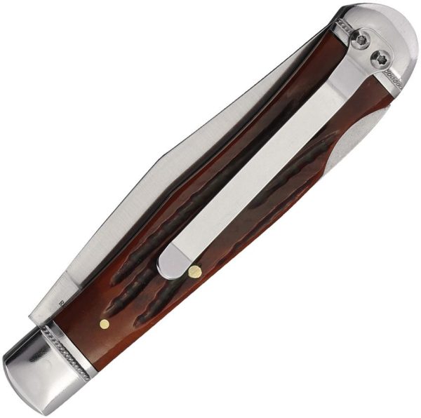 Roper Lockback Trapper - Brown Jigged Bone