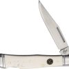 Roper Lockback Trapper - White Smooth Bone