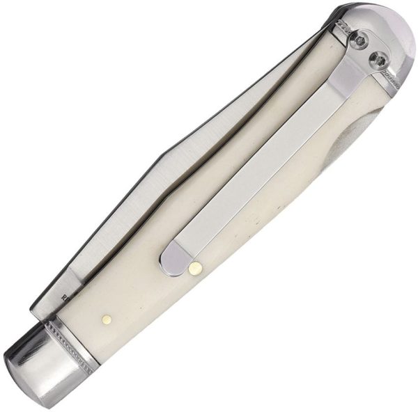 Roper Lockback Trapper - White Smooth Bone