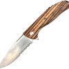 Roper Outlaw Linerlock Folding Knife D2 Steel Zebra Wood