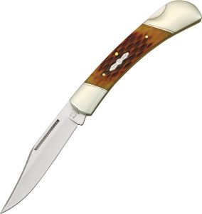 RR066.jpg Rough Rider Folding Hunter Amber Bone Knife with Sheath