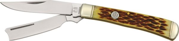 Rough Rider Razor Trapper Amber Bone Folding Knife