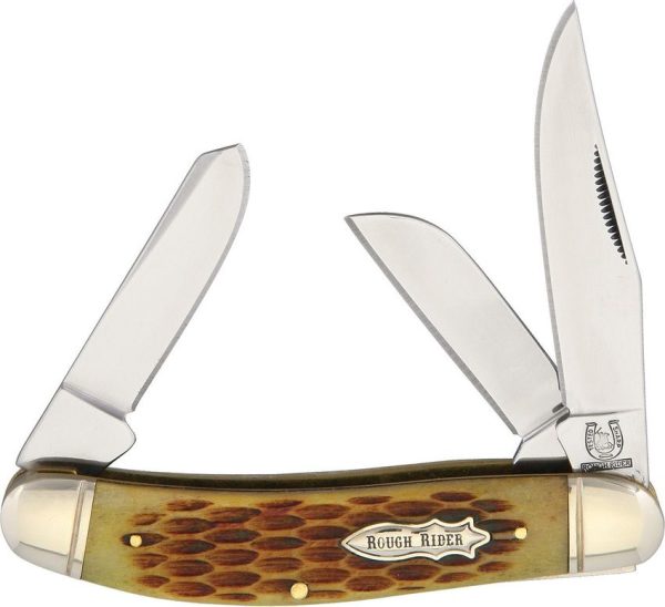 Rough Rider Sowbelly Stockman Amber Bone Folding Knife