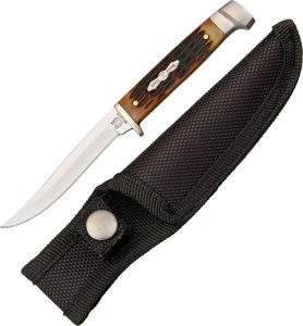 Rough Rider Small Hunter Amber Bone Fixed Knife