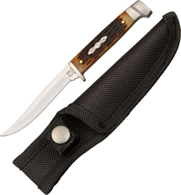 Rough Rider Small Hunter Amber Bone Fixed Knife
