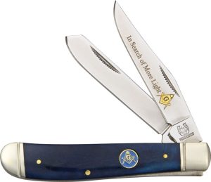 Rough Rider Masonic Mini Trapper 440 Stainless Blue Bone