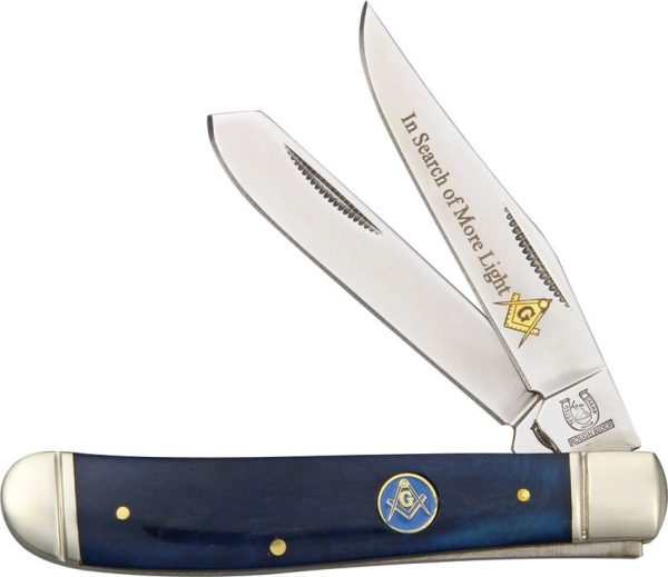 Rough Rider Masonic Mini Trapper 440 Stainless Blue Bone