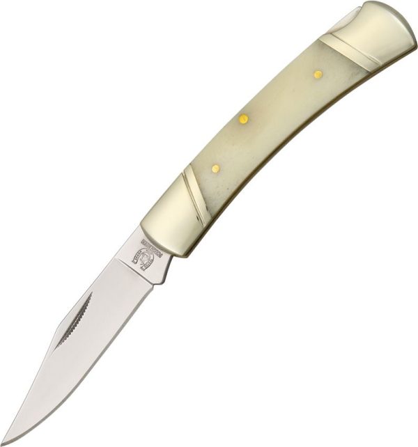 Rough Rider Lockback White - Bone Handle Clip Point