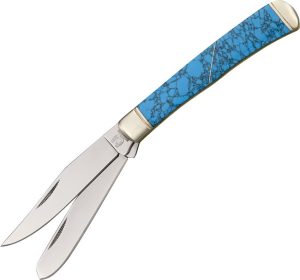Rough Rider Trapper Folding Knife - Turquoise Handle