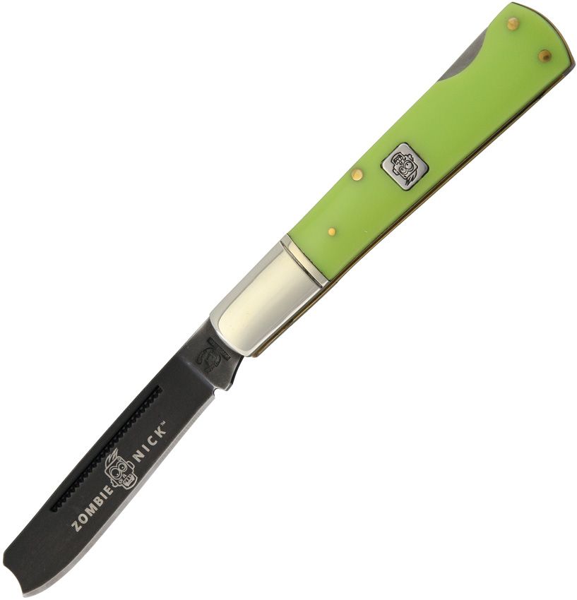 Rough Rider Zombie Nick Razor Lockback Green Bone Handle
