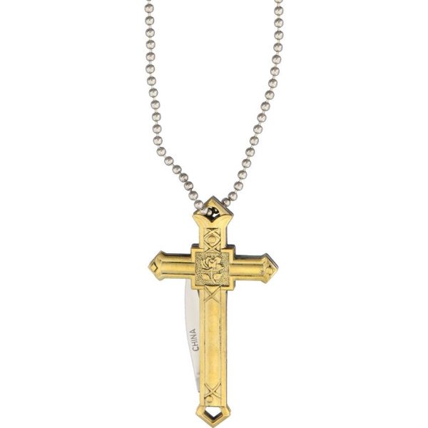 Rough Rider Brass Cross Knife - Mirror Stainless Pen Blade