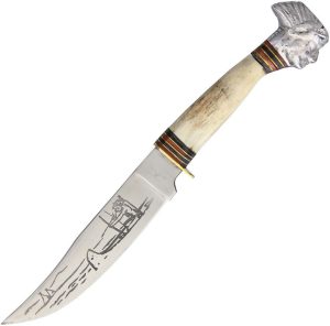 RR1631.jpg Rough Rider Fixed Blade Native American Bone Handle