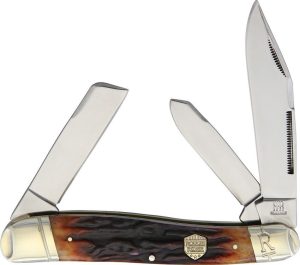 Rough Rider Large Stockman Brown Stag Bone Folding Knife