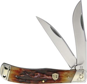 RR1801.jpg Rough Rider Jumbo Trapper Brown Stag Bone Folding Knife