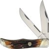 Rough Rider Folding Hunter Brown Stag Bone Knife