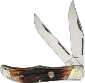 Rough Rider Folding Hunter Brown Stag Bone Knife