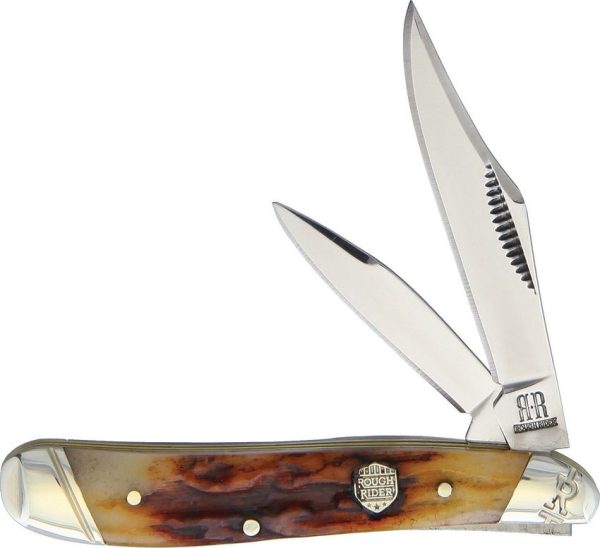 Rough Rider Peanut Brown Stag Bone Folding Knife