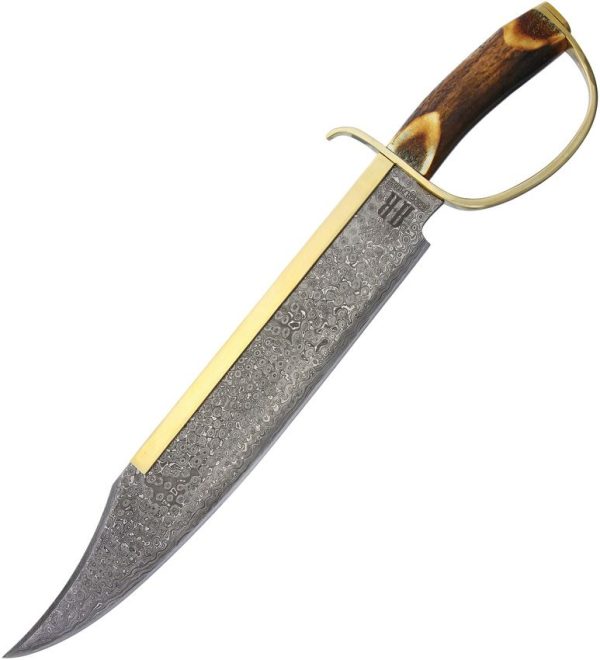 Rough Rider Gold Star Bowie Fixed Blade Damascus 14.5in Knife