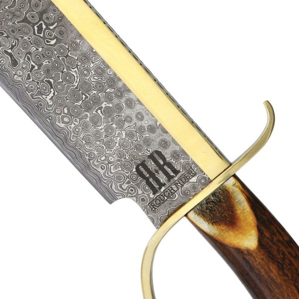 Rough Rider Gold Star Bowie Fixed Blade Damascus 14.5in Knife