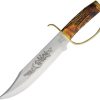RR1943.jpg Rough Rider D Guard Bowie Fixed Blade Stag Bone Handle Knife
