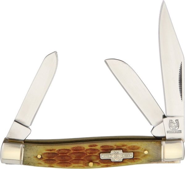 Rough Rider Stockman - Amber Bone 440 Stainless