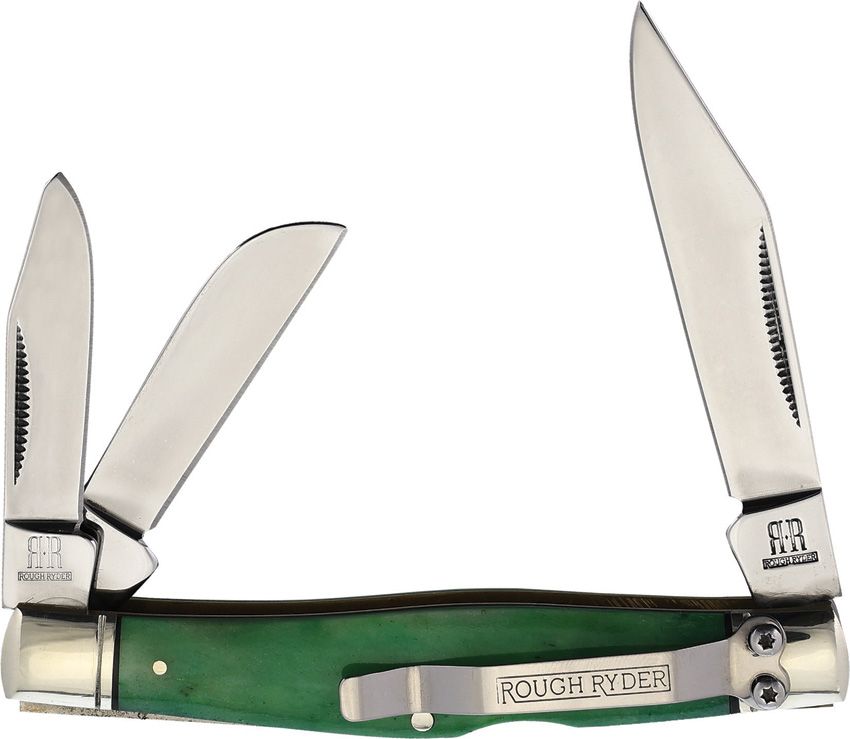 Rough Rider Working Man Stockman Green Bone 440 Stainless Folding Knife