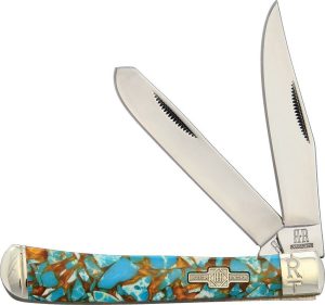 Rough Rider Trapper Amber Turquoise Stone Handle