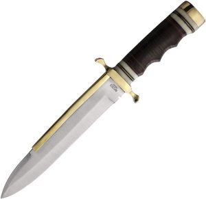 Rough Rider Bowie Stacked Leather Stainless Fixed Blade