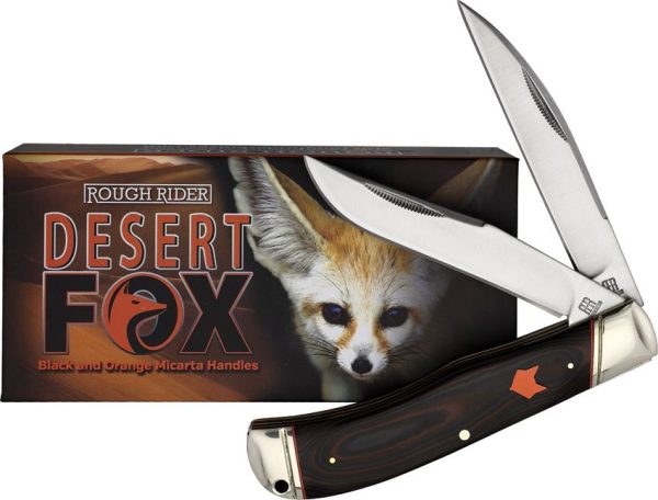 Rough Rider Desert Fox Jumbo Trapper - Black Orange Micarta