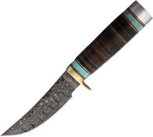 Rough Rider Damascus Skinner - Turquoise Leather Handle