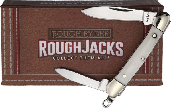 Rough Rider Mini Canoe White Bone Keyring Knife