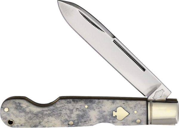 Rough Rider Easy Open Lockback Appaloosa - Bone Handle