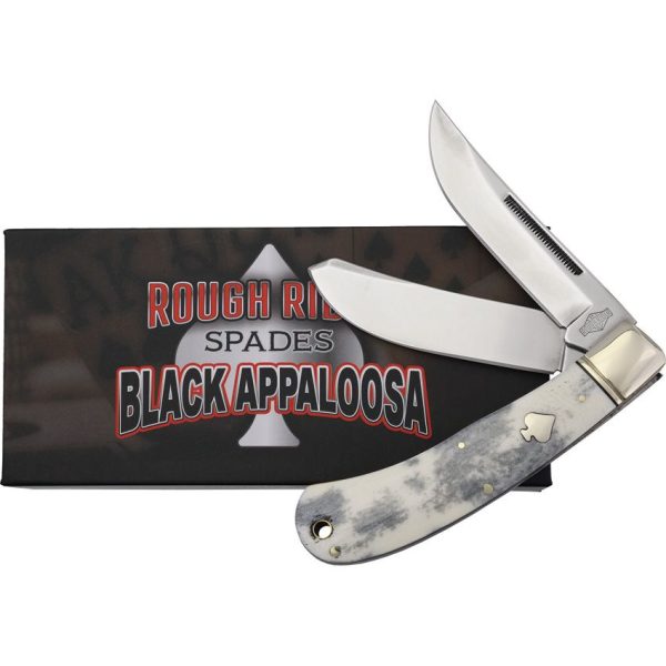 RR2483_add_01.jpg Rough Rider Black Appaloosa Upswept - Two-Blade Folder