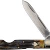 Rough Rider Lockback Cinnamon Bone Damascus Folding Knife