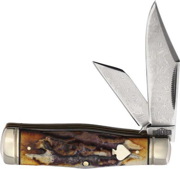 Rough Rider Coke Bottle Damascus - Cinnamon Bone