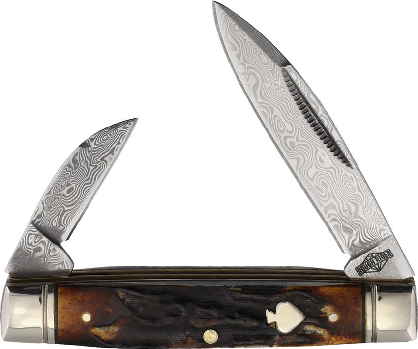 Rough Rider Capitol Intern Cinnamon Bone Damascus Folding Knife