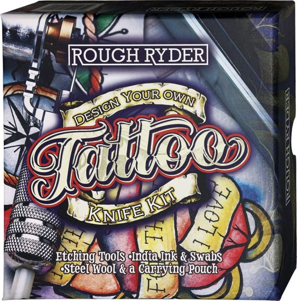 Rough Rider Tattoo Series Framelock Silver Gray