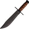 Rough Rider Combat Bowie Fixed Blade Knife Stacked Leather 9.5"