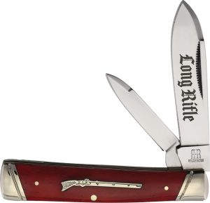 RR2621.jpg Rough Rider Long Rifle Gunstock Red Bone Folding Knife