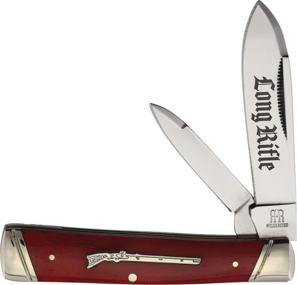 Rough Rider Long Rifle Gunstock Red Bone Folding Knife